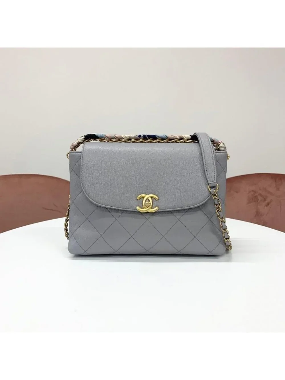 Chanel Quilted CC Logo Caviar Leather 2-Way Shoulder Bag